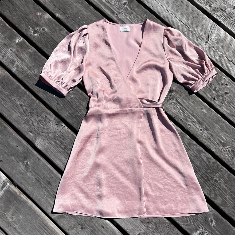 Wilfred Lune Satin Wrap Dress Sz XS - Picture 9 of 15